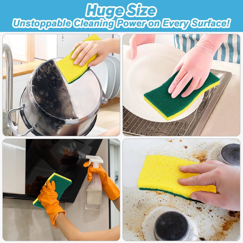 AIDEA XL Scrub Sponges 6Count, Heavy Duty Sponges for Dishes,
