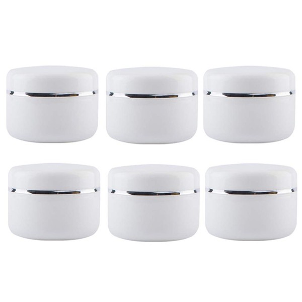 6Pcs 100ml 3.3oz Plastic White Cosmetic Jars Round Jars Cosmetic Containers Slime Storage Jars Lotion Face Cream Storage Jars Pot with Removable Inner Liners & Dome Lids