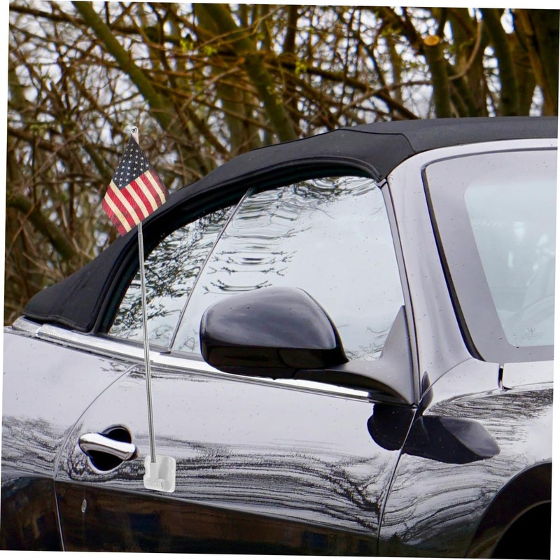 KONTONTY Magnetic Car Flag Pole Stainless Steel Base Universal Mount