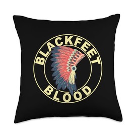 Blackfeet Blood Headdress Proud Native American Indian Root Throw Pillow
