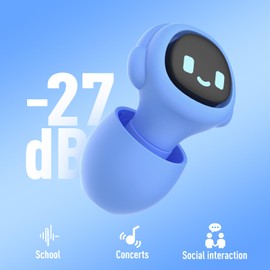 Kids Ear Plugs for 5-12 Yr, 27 dB Noise Reduction Extra Small Earplugs, Ear Plugs for Kids for Noise Sensitivity, Socializing, Sleep, Focus, 4 Sizes Ear Tips in XS-L (Purple)