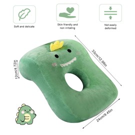 YushengTai Piercing Pillow, Doughnut Pillow, for Side Sleepers, Ergonomic Ear Cushion, Massage Pillow, Head Hole, Soft Nap Pillow, for Office, Home and Travel, Green Dinosaur