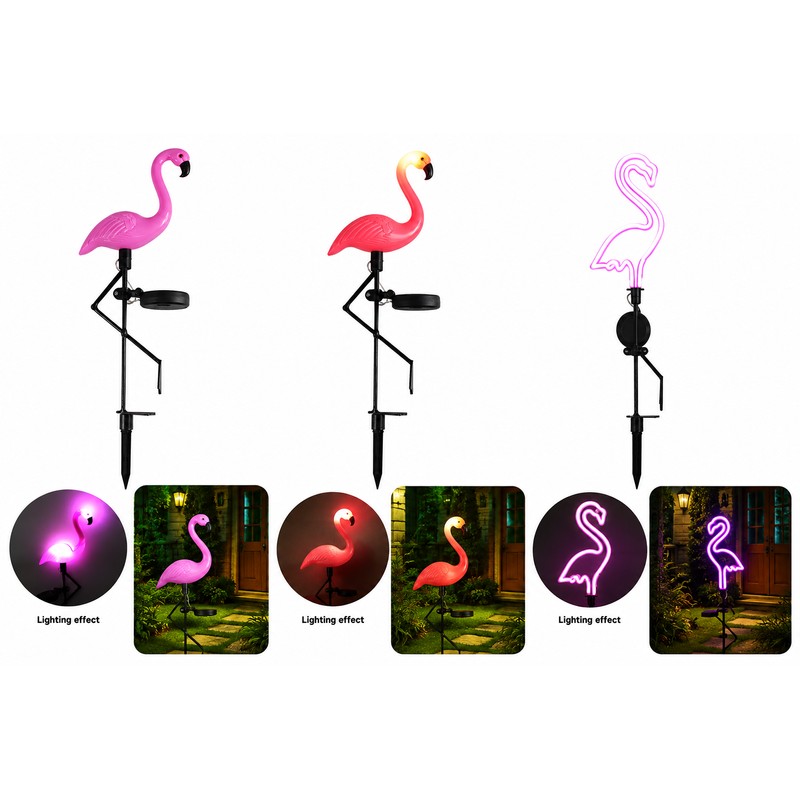 Solar Flamingo Garden Stake Lights for Outdoor Decor – 3