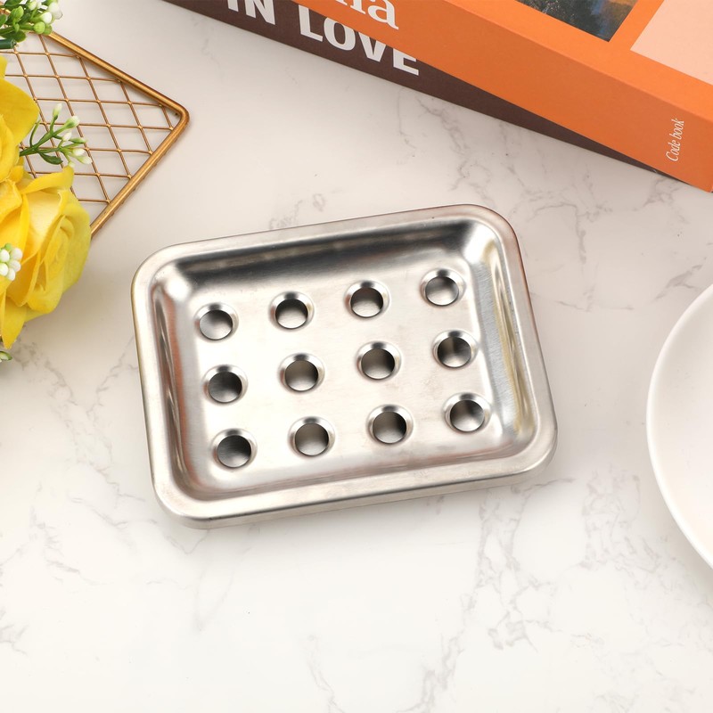 Soap Dish with Draining Tray, Double layer Stainless Steel Soap
