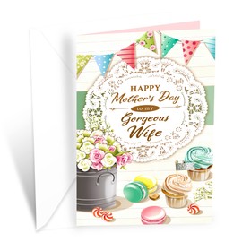 Wife Mother's Day Card, Prime Greetings, Made in America, Eco-Friendly, Thick Card Stock with Premium Envelope 5in x 7.75in, Packaged in Protective Mailer