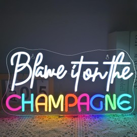 VVYXX Champagne Neon Sign Wall Decor, Blame It On The Champagne But First Champagne Led Neon Light Sign Suitable For Home Bar Kitchen Man Cave Pub Wedding Birthday Graduations Grad Party Backdrop Drinks Gifts USB Warm