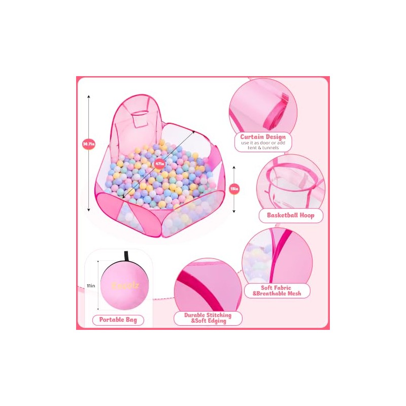 Eocolz Alberca de bolas grande para niños, tienda de bolas