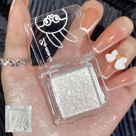 Highlighter Powder, Diamond Shine Highlighter, Glitter Face Highlighter Palette, Waterproof Long Lasting Lightweight Shimmer Colors for Highlighting and Contouring (Pearl White)
