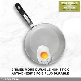 Starfrit The Rock TERRA 24cm (9,5'') Ceramic Non-Stick Fry Pan - Thick Aluminium Base - PFOA Free - Easy to Clean - Grey