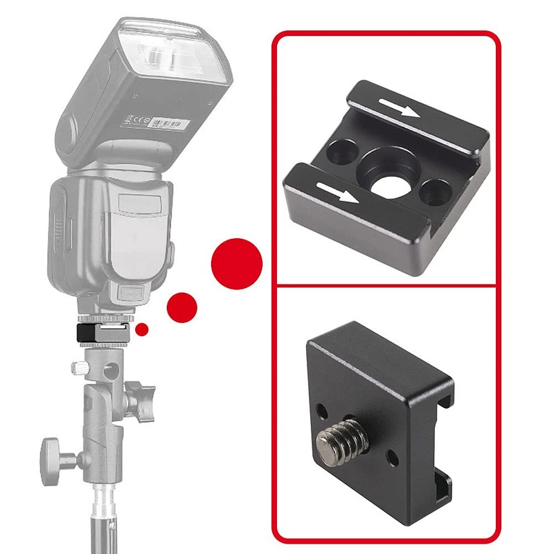 FocusFoto Cold Shoe Mount Adapter Bracket Base with 1/4"-20 Threaded