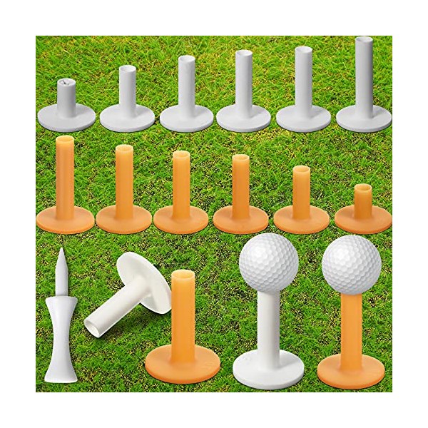 Skylety 24 Pcs Rubber Golf Plastic Tees 6 Kinds of Different Sizes and 2 Colors for Practice and Driving Range Mats