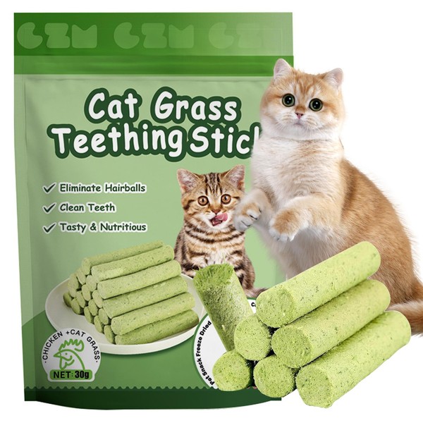 6 PCS Cat Grass Sticks, Nutritious Cat Grass Teething Stick,