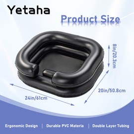 Yetaha Hair Washing Basin, Portable Inflatable Shampoo Basin, Large Inflatable Basin for Washing Hair in Bed for Elderly, Disabled, Handicapped and Injured in Travel (Black)