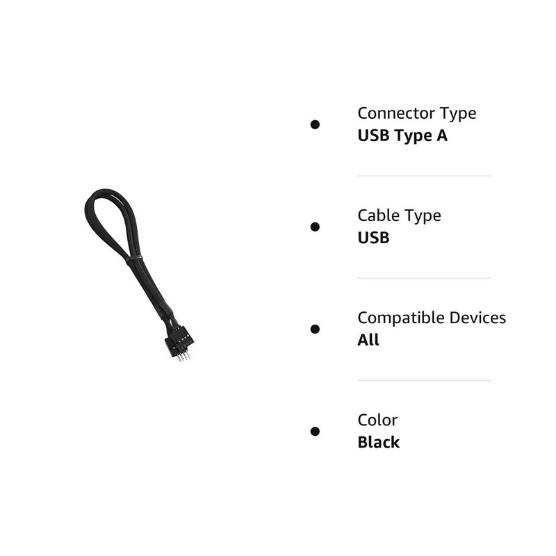 CableMod ModFlex Sleeved Internal USB (Black, 30cm)