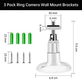 3-Pack Camera Wall Mount Brackets for Ring, 360° Adjustable Security Camera Holder for Ring Surveillance Cameras, Easy Installation for Ring Surveillance, Indoor and Outdoor Use