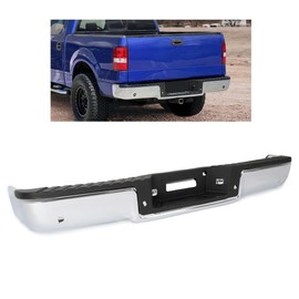 KUAFU Rear Step Bumper Assembly Compatible with 2006-2008 Ford F150 Lincoln Mark LT w/Parking Sensor Holes Replacement for FO1103142 FO1103138 Chrome