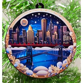 Chicago Skyline City Scape Christmas Ornament - Chicago River