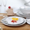 Yinshine Melamine Dinnerware Set, 12pcs Embossed Plates and Bowls Sets,