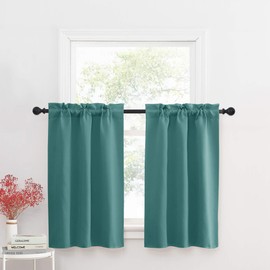 Nicetown W29 - Juego de cortinas con bolsillo para barra, Country rústico, Sea Teal, W29xL36, 2