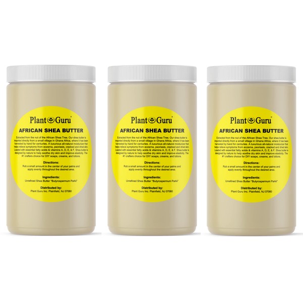 Raw African Shea Butter 32 oz (3 Pack) Bulk 100% Pure Natural Unrefined IVORY - Ideal Moisturizer For Dry Skin, Body, Face And Hair Growth. Great For DIY Soap and Lip balm Making.