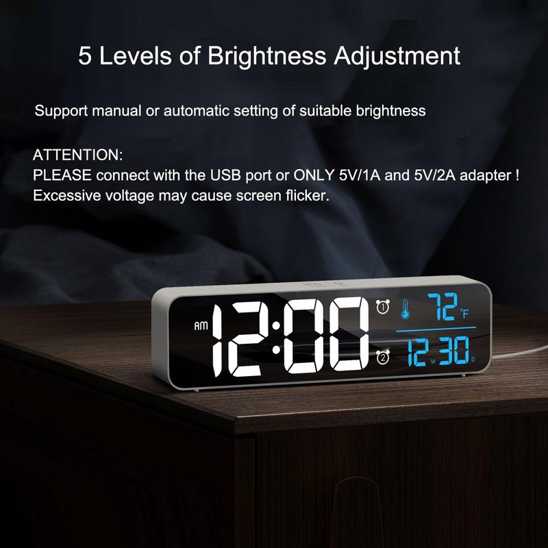 Digital Clock, Clock for Bedroom, Clocks for Living Room Decor,