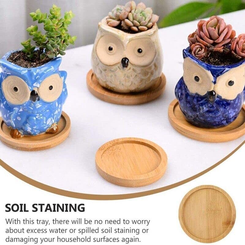 4x Round Bamboo Wooden Coaster Tea Coffee Drink Holders Pallet