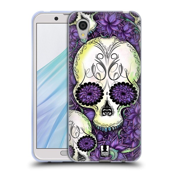 Head Case Designs Violett Blühende Totenköpfe Soft Gel Huelle kompatibel