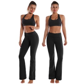BUBBLELIME 29"/31"/33"/35" 4 Styles Women's Bootcut Yoga Pants Tummy Control - Basic Bootleg_Black XL_31" Inseam