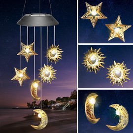 Lukovee Campanas de Viento Solares, Colibries Decorativos con Luces Solares Colgante, 7 Colors Impermeables Viento de Colibrí Mariposa, Decoración De Luz para Navidad, Patio, Terraza, Jardín, Fiesta