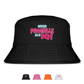 More Per Mille Than IQ - Funny Bucket Hat - The Perfect Sun Hat for Men & Women - Ideal as a Malle Outfit, Party Accessory & Festival Bucket Hat for the Beach, black, Unit size