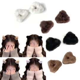 Orelisse 5cm Mini Mini Hair Clips Set of 8 - Fluffy Cat Ear Hair Claw for Bangs Hair Hair for Women Girls Maid French Clips 4 Colors (Black, Beige, Khaki, Light Coffee)
