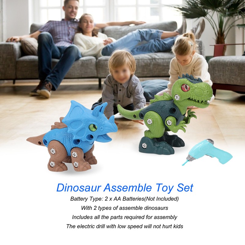 2 Sets Dinosaur Assemble Toy Develop Hand On Ability Educational