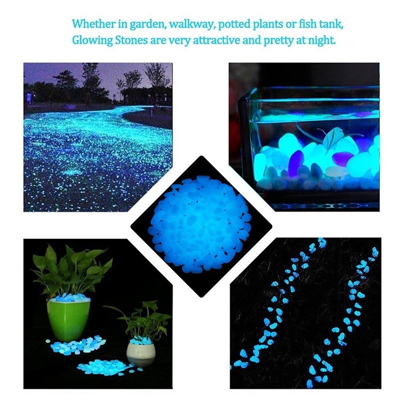 4.8Lbs 1100Pcs Glow in The Dark Stones Pebbles Blue Glow