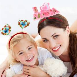 XIELIME Mother's Day Headband I Love Mom Heart Wreath Hair Hoops Head Bands for Women's Hair Great Mother Gifts Hair Accessories Mothers Day Party Hair Decoration Hair Supplies