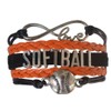 Softball Charm Bracelet (Orange/Black) Bracelets for Girls, Adjustable Bracelet with