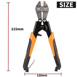 Bolt Cutter, Heavy Duty CRV 8 Inch (200 mm) Mini Wire Cable Cutter Scissors Cutter with Comfortable Soft Rubber Handle for Wires, Bolts, Threaded Rods