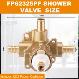 Rossesay FP62325PF Rough In Brass Compatible with Posi-Temp Pressure Balancing Tube Cycling Shower Valve with Stops, 1/2-Inch IPS Connections, Lead-Free, 1222 Faucet Cartridge