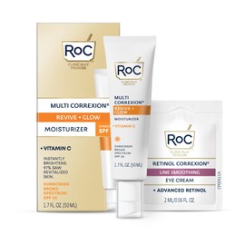 RoC Multi Correxion Revive + Glow Vitamin C Sunscreen Broad Spectrum SPF 30 Face Moisturizer (1.7 oz) with Retinol Eye Cream Packette