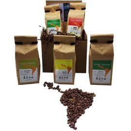 Coffee Gift Set Las Americas 5 Pack 12oz Gourmet Organic Medium Roast whole Bean with Best Beans From Mexico, Guatemala, Peru, Colombia and Brazil 60oz
