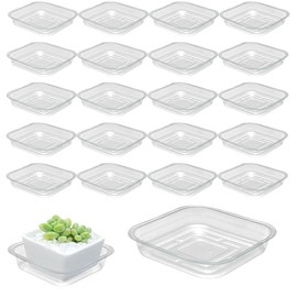 20 Pack Plant Saucers for Indoors 6 Inches Plant Trays for Pots Plastic Trays for Plants Square Plant Drip Trays for Potted Plants Flower Pot Saucers Clear Plant Plates to Catch Water, Bulk