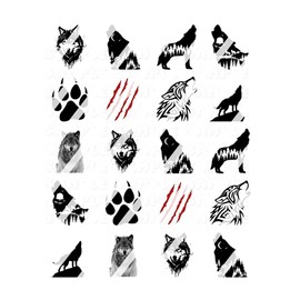 Wolf Black Nail Art Decals - Waterslide Nail Decals - Design #3
