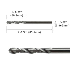 5/32" Solid Carbide Jobber Drill Bits with Straight Shank and 118° Point Angle, Made from Tungsten Carbide Material,5-Pieces