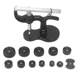 Watch Case Press Spring Arm Non Slip Handle Watch Back Case Closer with 12 Dies for Repair Maintenance