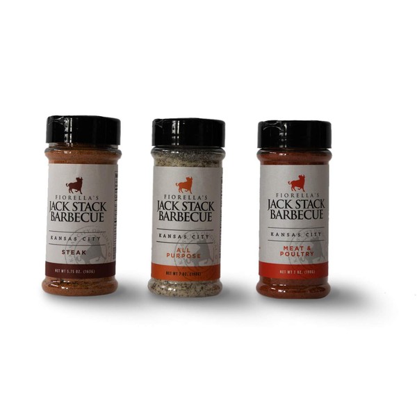 Jack Stack Barbecue Dry Rub Seasoning Variety Pack - All Purpose, Steak, Poultry & Meat Seasonings - Kansas City Spice 3 Pack - for Chicken, Steak, Ribs, Vegetables, Seafood, and More (7oz Each)