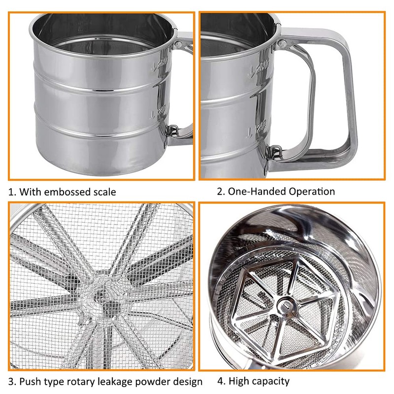 Flour Sieve, Cup Stainless Steel Mesh Flour Shaker, Baking Tool