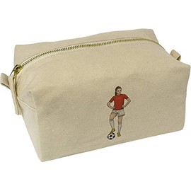 'Female Football Player' Canvas Wash Bag/Makeup Case (CS00027509)
