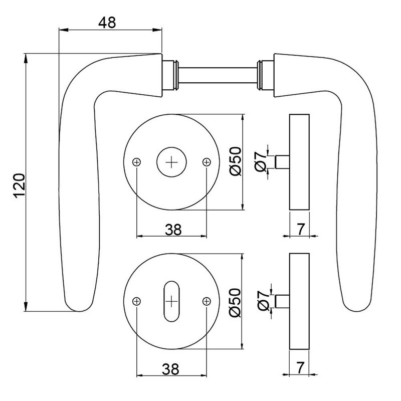 Dream II R - BB Door Handle Stainless Steel Matt