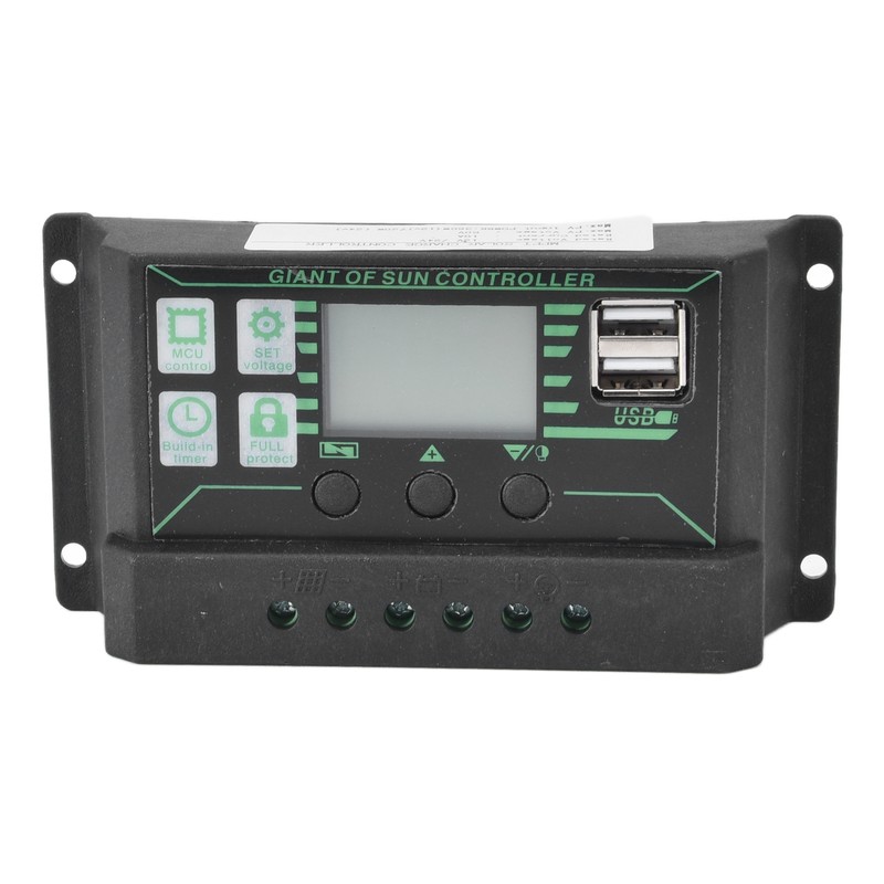 Solar Charge Discharge Controller Adjustable LCD Display PWM Dual USB