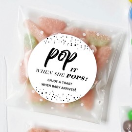 POP it When She Pops! Baby Shower Toast Stickers - Classic Finish | 120 Pieces, 1.6 Inch Round (Classic)