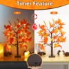 2 Pack 24" Maple Trees with Lights, Artificial Lighted Fall